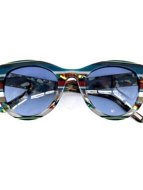 XOXO Sunglasses Women's Oceana Teal Stripe Polarized Cat Eye 51/22/145